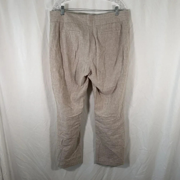 Worthington Pants Women's 14 Beige Striped Linen Blend No Pockets Button - Picture 5 of 7